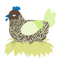 fancy turd, a bark and apple chicken with a double-lace pattern