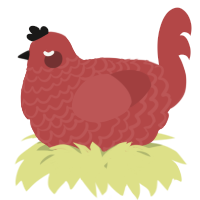 A red chicken with a lace pattern