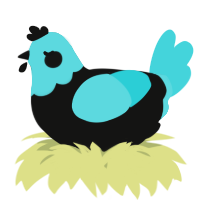 A black and aqua chicken with a head pattern