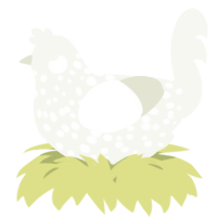 A white chicken with a speckle pattern
