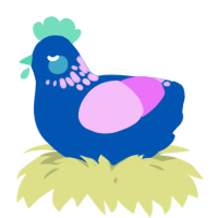 A ultramarine and lavender chicken with a neck-speckle pattern