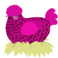 A wine and fuchsia chicken with a lace pattern