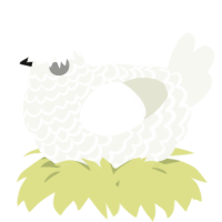 A white chicken with a lace pattern