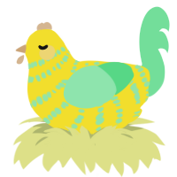 lolly, a yellow and spring chicken with a bar pattern