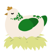 A cream and leaf chicken with a neck-speckle pattern