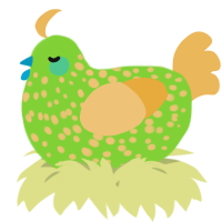 A grass and honey chicken with a speckle pattern