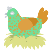 A spring and orange chicken with a speckle pattern
