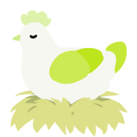 A white and lime chicken