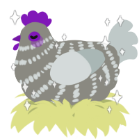 A ash and silver chicken with a bar pattern