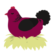 A maroon and sable chicken with a neck-band pattern