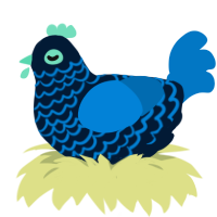 Vertical Migration, a tumblr and sapphire chicken with a lace pattern