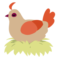 A beige and vermilion chicken
