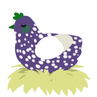 A overcast and white chicken with a speckle pattern