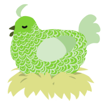 A grass and gluppy chicken with a double-lace pattern