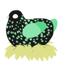 A sable and spring chicken with a speckle pattern
