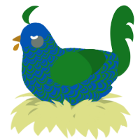 A ultramarine and leaf chicken with a double-lace pattern