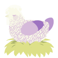 Cherish, a white and lilac chicken with a double-lace pattern