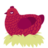 Cherry, a crimson and maroon chicken with a lace pattern
