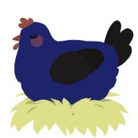A navy and sable chicken