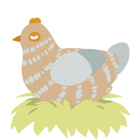 carbonara, a beige and silver chicken with a bar pattern