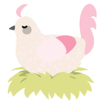 A cream and rose chicken with a speckle pattern