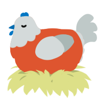 A vermilion and silver chicken with a head pattern