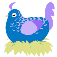 A sapphire and lilac chicken with a half-lace pattern