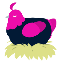 A tumblr and fuchsia chicken with a head pattern