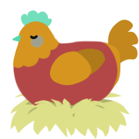 A red and ochre chicken with a head pattern