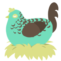 Mint Choc Chip, a mint and bark chicken with a half-lace pattern
