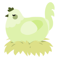 A apple chicken with a head pattern