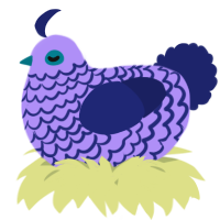 A lilac and navy chicken with a lace pattern