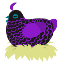 Arcana, a sable and violet chicken with a lace pattern
