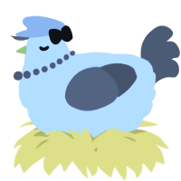 A white and grey chicken