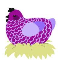 A plum and lilac chicken with a lace pattern