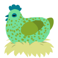 Sherbert D Lyme, a spring and chartreuse chicken with a speckle pattern