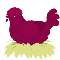 A maroon chicken with a lace pattern