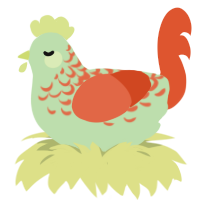 A gluppy and vermilion chicken with a half-lace pattern