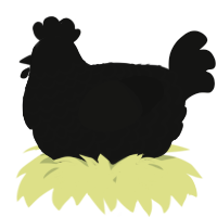 A black chicken with a lace pattern