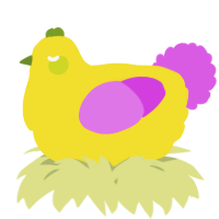 A yellow and orchid chicken