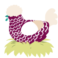 A wine and cream chicken with a lace pattern