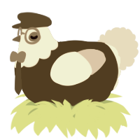 A navy and apple chicken with a head pattern