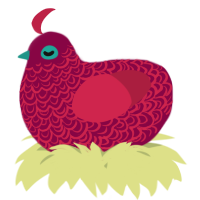 A maroon and crimson chicken with a double-lace pattern