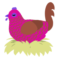 A fuchsia and russet chicken with a lace pattern