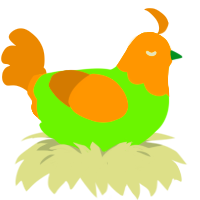 A grass and ochre chicken with a head pattern