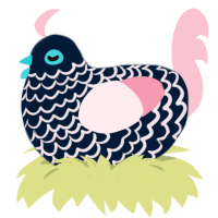 Beeper, a tumblr and rose chicken with a lace pattern