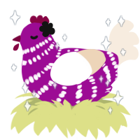 A plum and cream chicken with a bar pattern