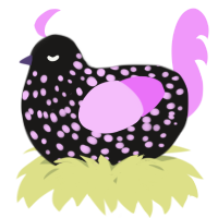A sable and lavender chicken with a speckle pattern