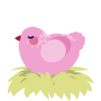 A pink chicken with a neck-speckle pattern