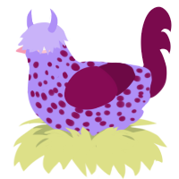 Darious, a lilac and wine chicken with a speckle pattern